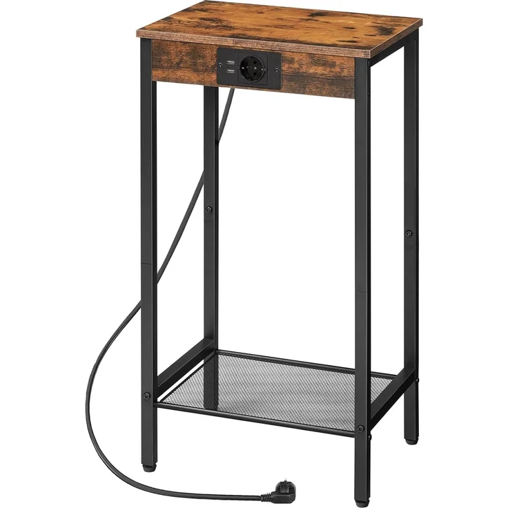 Hoobro BEISTELLTISCH Braun mit Ladestation (H 73 x T 38 x B 28 cm) – Bild 1