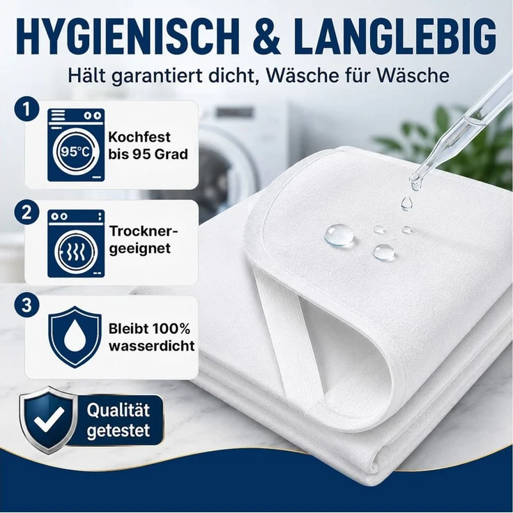 Matratzenschutzbezug & Inkontinenzauflage - 100% Baumwolle mit wasserdichter PU-Membran Stoffschmiede, Wasserdicht – Bild 4