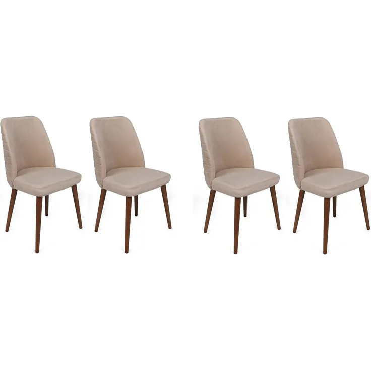 Skye Decor 'Tutku-346 V4' Stuhlset (4-teilig), Creme / Walnuss, 50 x 90 x 49 cm