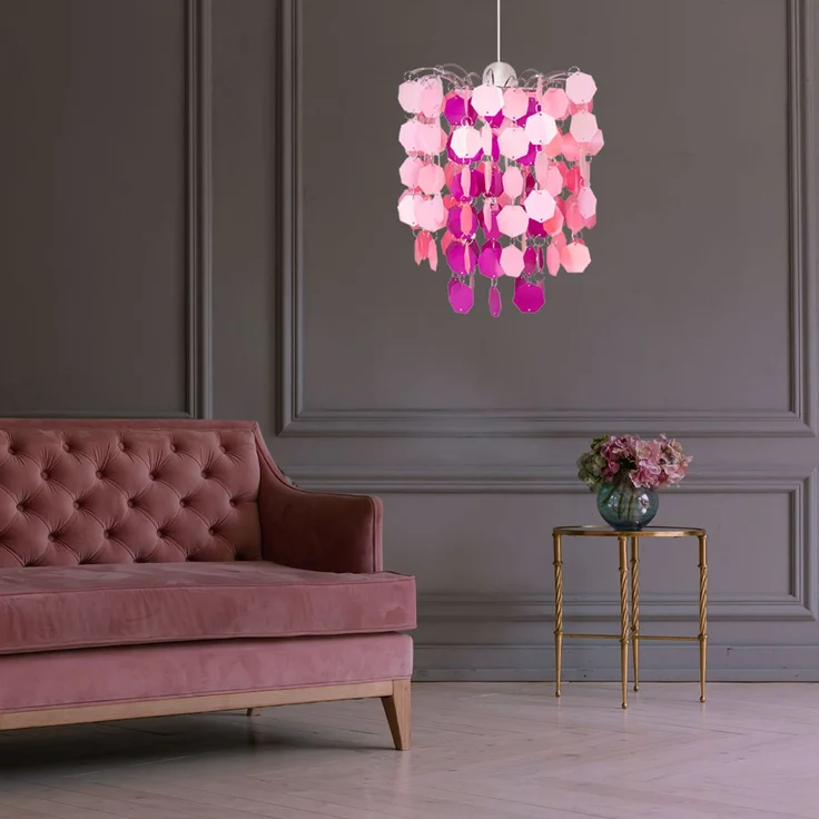 RGB LED Hängeleuchte, rosa-pink, App- und Sprachsteuerung, 32 cm – Bild 7