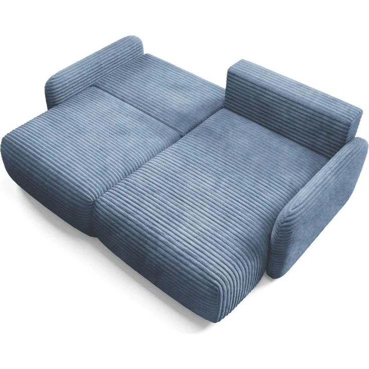 Ecksofa Schlafsofa Sofa SIMONE in Stoff Ambience Blau Ottomane Rechts – Bild 5