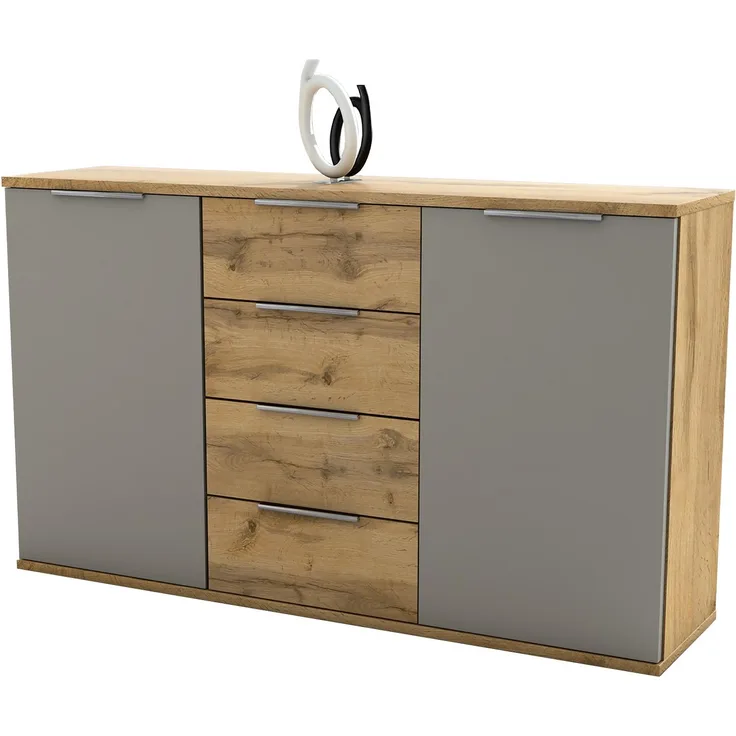 Sideboard >Constantin< in Wildeiche / Basaltgrau - 150x90x38cm (BxHxT)