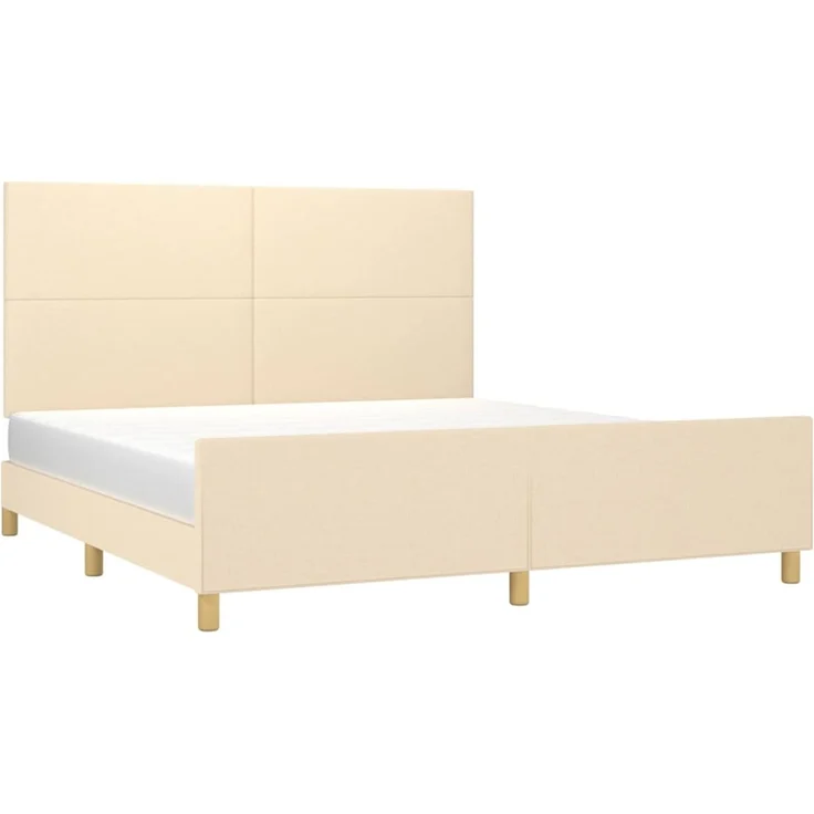 Doppelbett, Bettgestell Modernen ohne Matratze Creme 160x200 cm Stoff d1990e – Bild 3