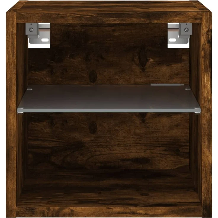 TV-Wandschrank, Fernsehschrank mit LED-Leuchten Räuchereiche 30x28,5x30 cm – Bild 7
