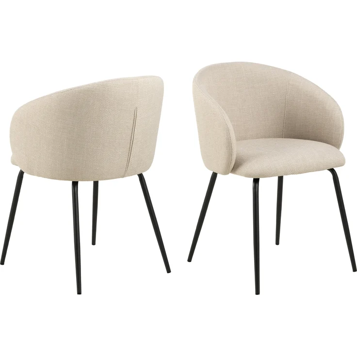 Armlehnstuhl >Eleanor< (2er-Set) in Beige - 56x80,5x54,5 (BxHxT) – Bild 1