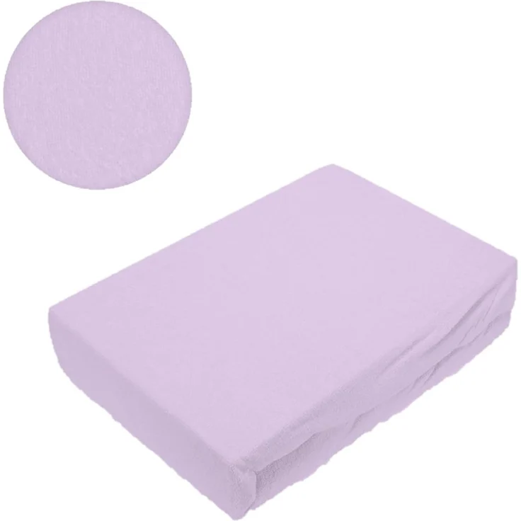 EXKLUSIV HEIMTEXTIL Frottee Spannbettlaken Rundumgummizug Marke 120 x 200 cm Flieder 80% Baumwolle 20% Polyester Öko - Tex Zertifiziert Bed-Sheet Bettlaken Spannbetttuch Topper Leinentuch – Bild 3