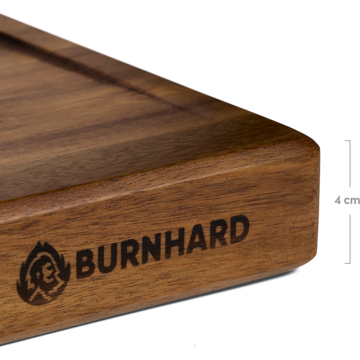 BURNHARD Schneidebrett aus Akazienholz – extra großes XXL Küchenbrett (52 x 38 cm) mit Saftrille, Griffmulden & rutschfestem Stand - braun - #946443 – Bild 4