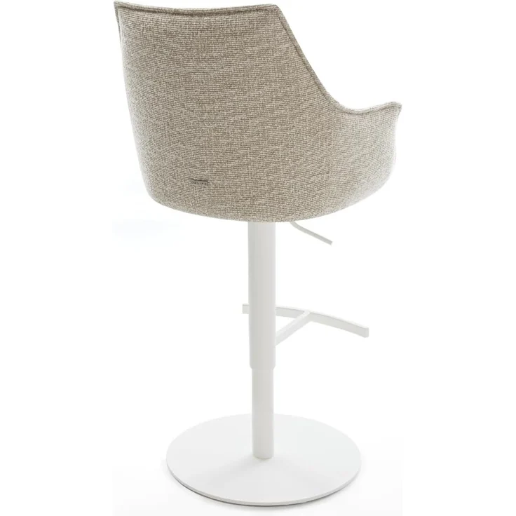 Barstuhl Alja-Flex Webstoff Soft Beige Drehfuß höhenverstellbar Metall Weiß Taschenfederkern – Bild 6