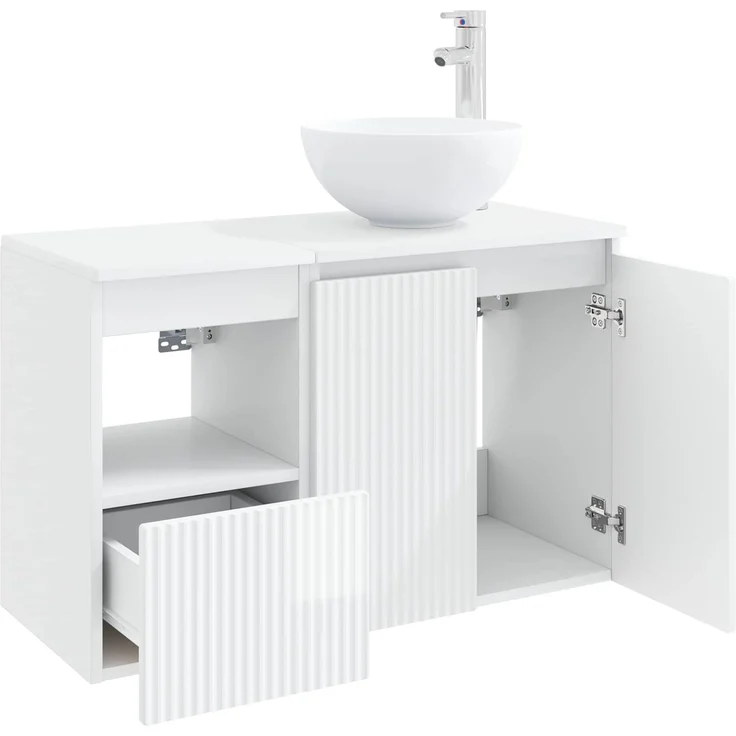 vidaXL Badezimmerschrank-Set 2 stk. Hochglanz Weiß 79,5 x 35 x 80 cm 3404028 – Bild 4