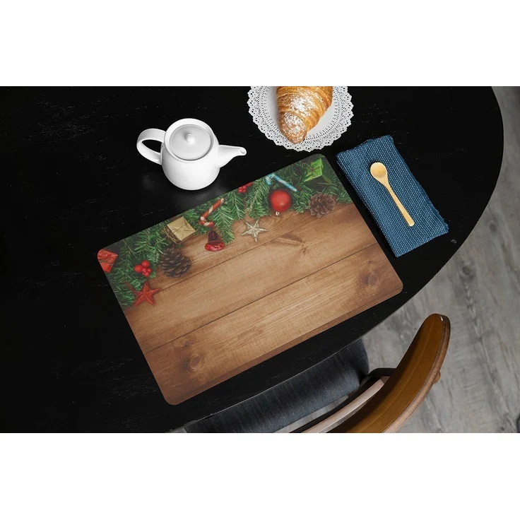 matches21 HOME & HOBBY Platzset Abwaschbare Tischsets 4er Set Weihnachten Holz Deko, (4-St), Platzsets als Tisch-Untersetzer und Tisch-Deko für Esstisch Teller – Bild 3