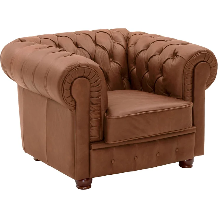 Polstersessel Kalea Echtleder (Antikoptik) cognac