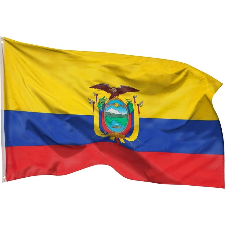 PHENO FLAGS Ecuador Flagge 90x150cm - wetterbeständige Fahne mit Messingösen, 100% Polyester, robuste Doppelnaht & in lebendigen Farben - ideal für Flaggen-Liebhaber