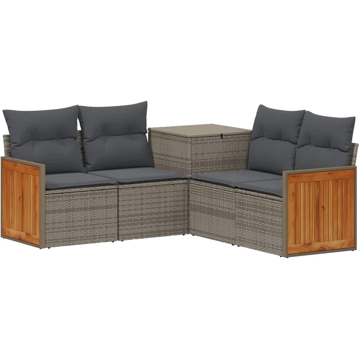 vidaXL Sofa Set 5 stk. Grau und Dunkelgrau Polyrattan und Stahl 3447964 – Bild 2