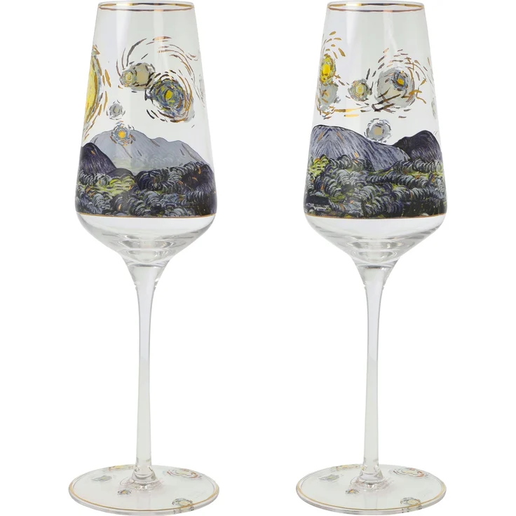 Goebel / Vincent Van Gogh -Sternennacht,Sektglas,7,5cm x 7,5cm x 23,5cm / Glas / 7,5cm x 7,5cm x 23,5cm – Bild 2