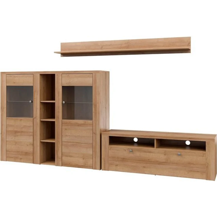 Home affaire Wohnzimmer-Set Larona, Wohnwand, Set 3 teilig, (3-St), Wohnzimmer Set bestehend aus 1 TV-Board, 1 Highboard,1 Wandregal – Bild 4