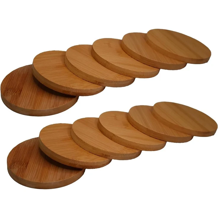 hausleben Glasuntersetzer rund, 11,5 x 11,5 x 7 cm, Bambus, 12-tlg, umweltfreundlich, Natur – Bild 2