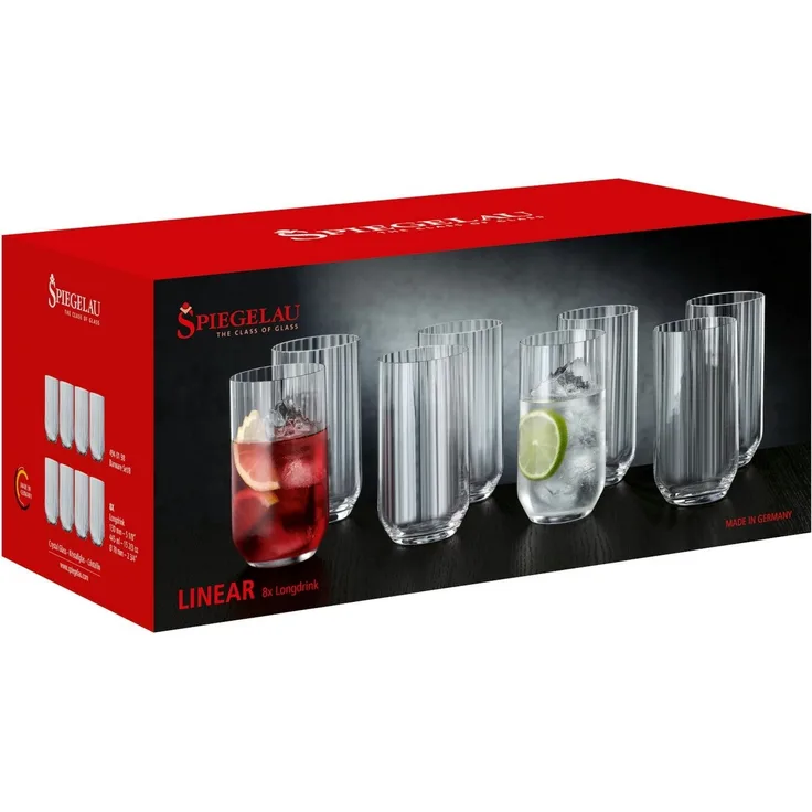 SPIEGELAU Gläser-Set Linear Longdrink Set 8tlg, Kristallglas