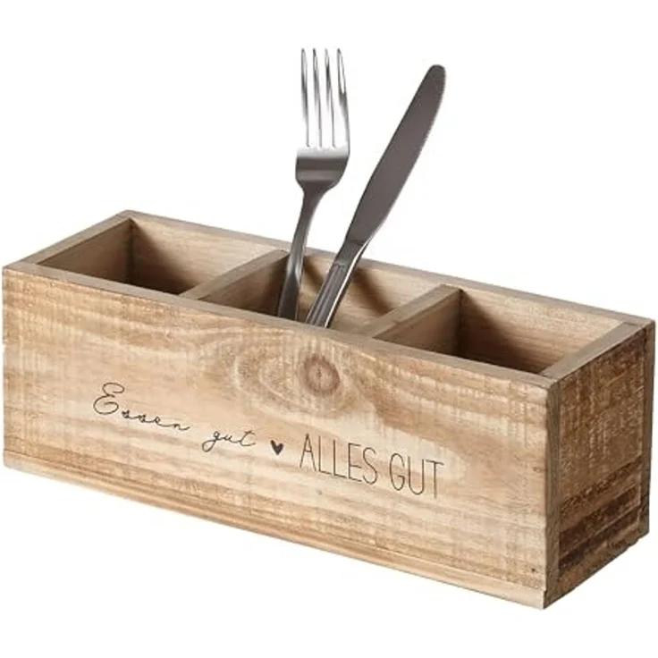 Spetebo Besteckhalter Vintage Küchen Organizer mit 3 Fächern 28 x 9 cm, (Anzahl, 1-tlg, Stück), Vielseitig einsetzbar – Bild 1