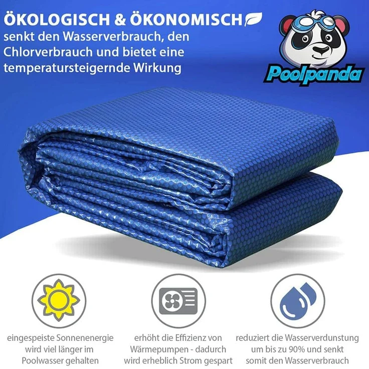 Poolpanda Pool Solarfolie 260 x 160 cm Premium rechteckig | schwarz/blau | 400 my | 12 mm Luftblasen – Bild 3