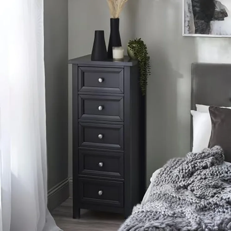 Julian Bowen Maine Kommode mit 5 Schubladen, Anthrazit, Holzwerkstoff, Einheitsgröße