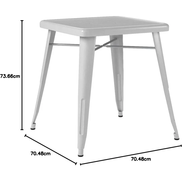 Flash Furniture Quadratischer Tisch für drinnen und draußen, Metall, silberfarben, 64,77 x 63,5 x 15,24 cm – Bild 2
