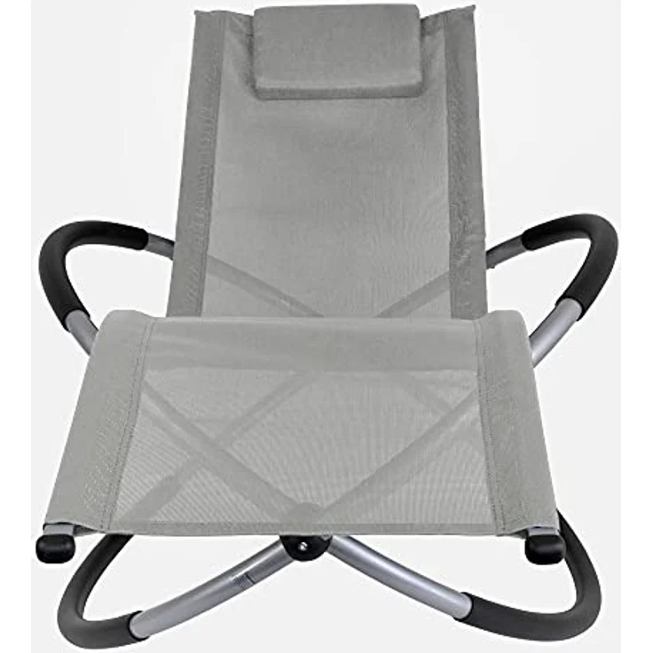 Kingpower Schaukelliege Gartenliege Klappbar, Relaxliege mit ergonimischem Design, max. 150 kg, Grau – Bild 5