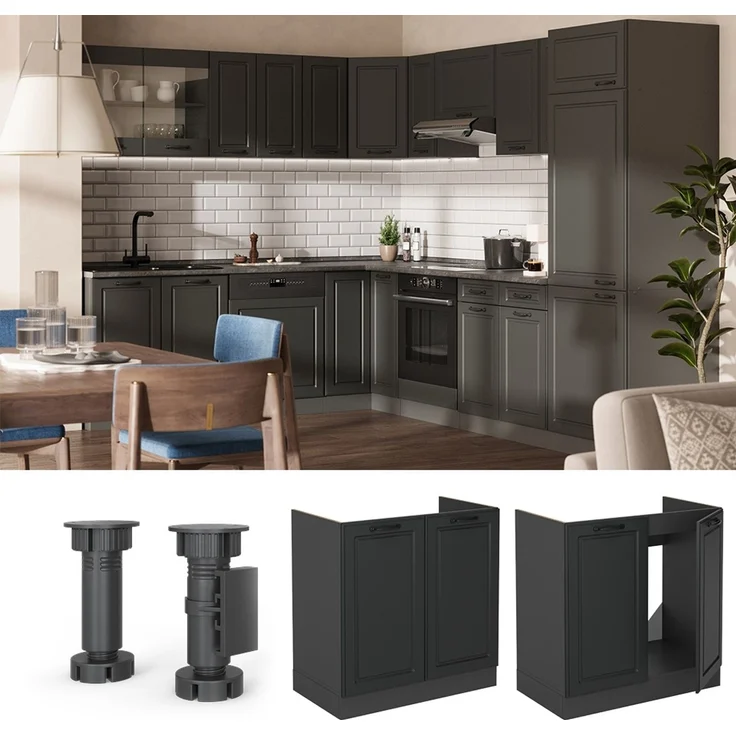 Spülenunterschrank R-Line Anthrazit Landhaus 80 cm , AP Anthrazit Vicco – Bild 4