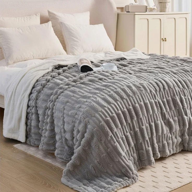 Wohndecke MT09, KEAYOO, Sherpa Fleece Warm Decke Kuscheldecken für Bett, Sofa und Couch – Bild 2