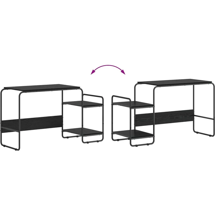 vidaXL Schreibtisch mit Stauraum Schwarz Eichen-Optik 8008050 – Bild 7