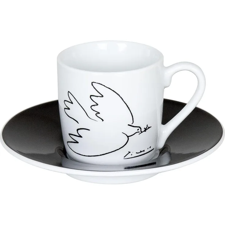 Könitz Picasso La Colombe De La Paix Espresso Set, 2-tlg, Espresso Tasse, Becher, Untertasse, Porzellan, 85 ml, 11 5 053 1989