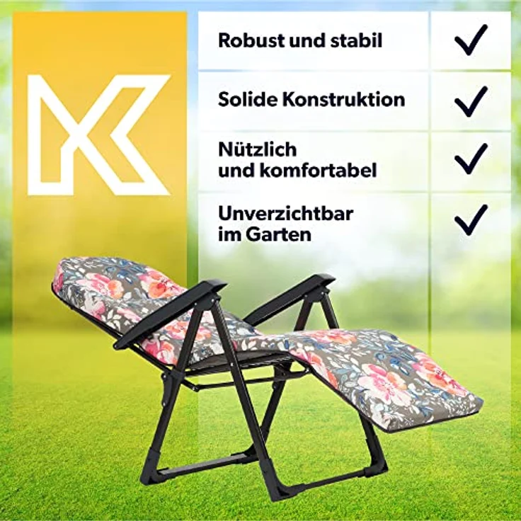 Kadax Gartenliegestuhl, Grau-Rosa, verstellbar, Metall, 58x150 cm, für Garten und Terrasse – Bild 6