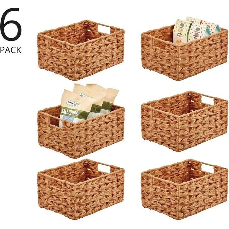 mDesign Aufbewahrung Flechtkorb Schrankkorb Regalbox Organizer 6er Set Braun – Bild 4