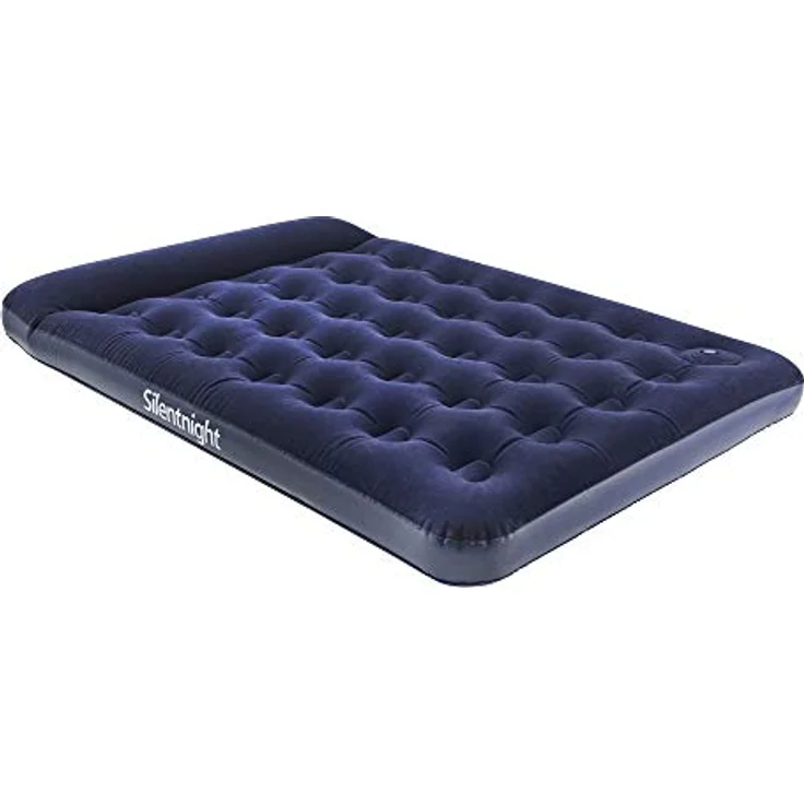 Silentnight Doppel-Luftbett mit integrierter Fußpumpe – Aufblasbare beflockte Campingmatratze für Camping, Wohnwagen und Hausgäste – integriertes Kissen und Pumpe – 191 x 137 x 28 cm, blau – Bild 2