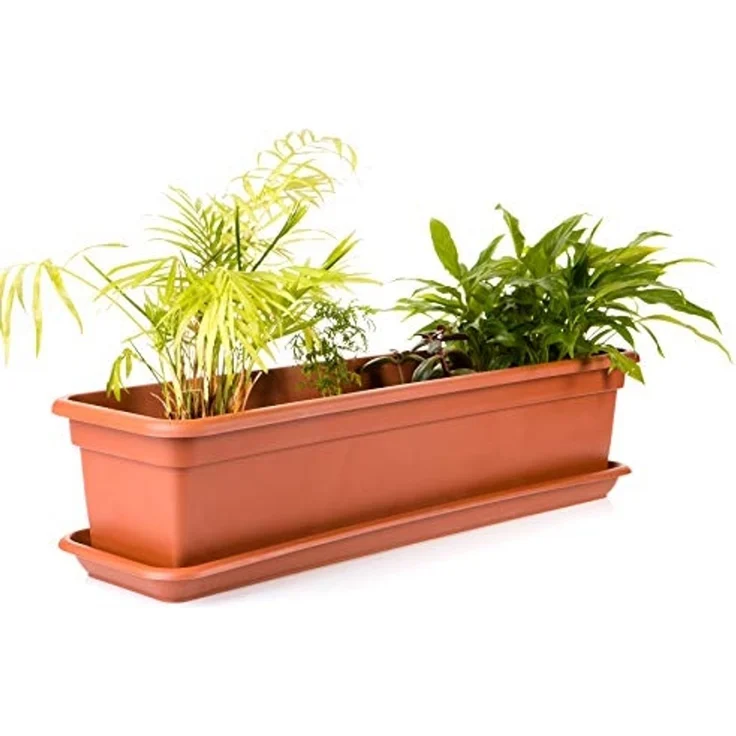 Centi Pflanzkübel Blumenkasten mit Untersetzer terracotta 60cm (4er-Set) – Bild 5