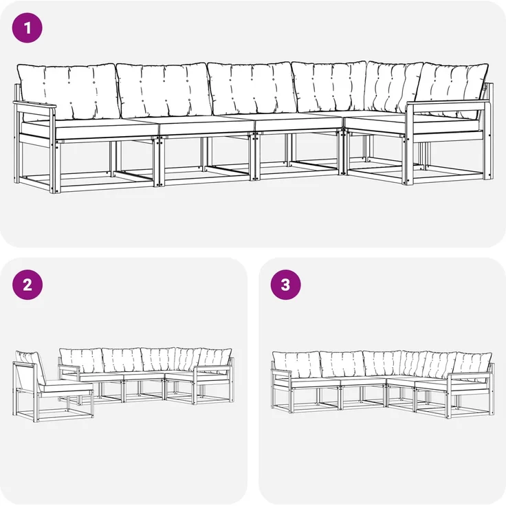 vidaXL Outdoor-Sofagarnitur 5 stk. Weiß und Creme 3388676 – Bild 8