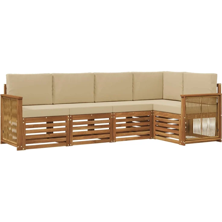 vidaXL Outdoor-Sofagarnitur 4 stk. 5-Sitzer Natur und Beige 3384359 – Bild 2