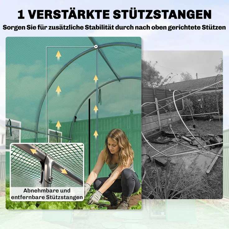 Outsunny Foliengewächshaus, PE, Stahl, Grün, 200L x 300B x 200H cm – Bild 4