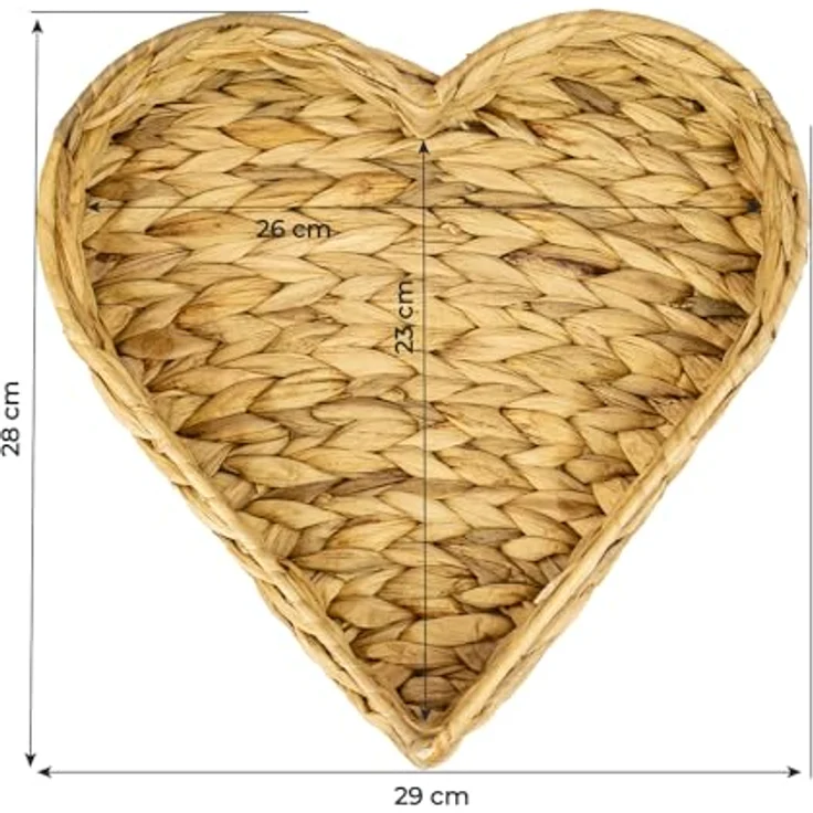 HMF Dekotablett Deko Herz, geflochtene Dekoschale aus Wasserhyazinthe, 2er Set mit 29/26 cm Breite, Deko- und Serviertabletts – Bild 7