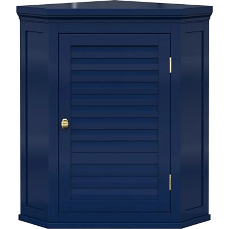 Elegant Home Fashions Glancy Eck Wandschrank abnehmbar Navy Lamellentür – Bild 2