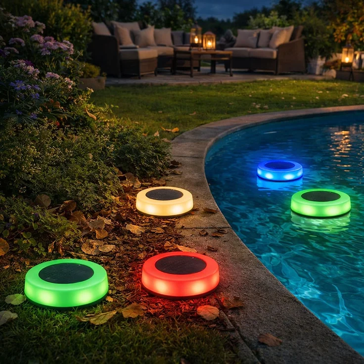 5er Set RGB LED 2in1 Schwimmlicht, Bodenleuchte, Farbwechsel, D 11 cm – Bild 3