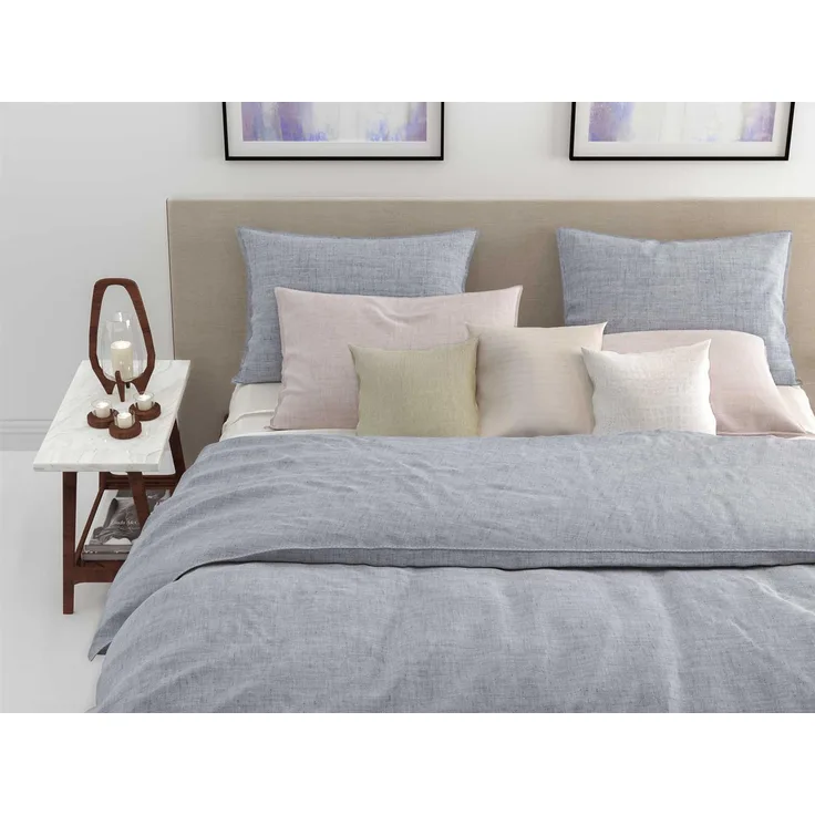 Zo! Home Cotton Bettwäsche 135x200 cm Lino Denim Drift blaugrau meliert uni