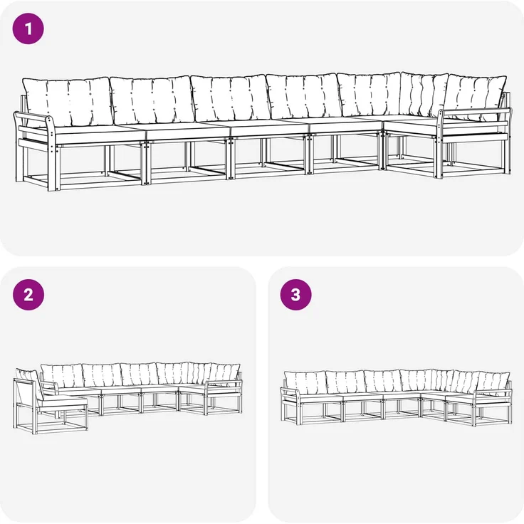 vidaXL Outdoor-Sofagarnitur 6 stk. Weiß und Schwarz 3388734 – Bild 8