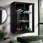 K-Möbel Hängevitrine, Glas, Schwarz, 2 Fächer, Rechteckig, 60x80x25 cm, für Wohnzimmer und Wohnwände