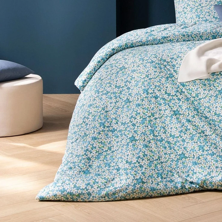 Estella Interlock Jersey Bettwäsche Tina 6545-051 cyan floral 135x200 – Bild 4