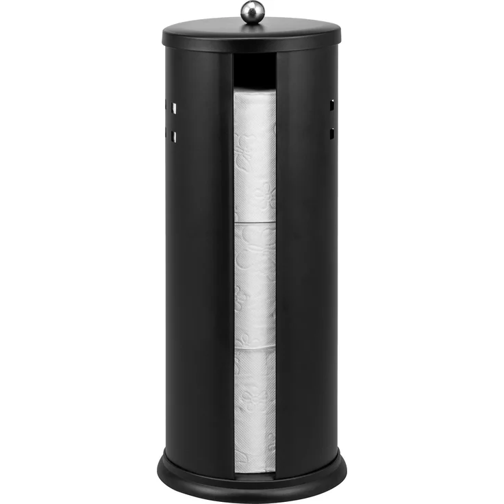 eluno Toilettenpapier Aufbewahrung AGLIANO mit Loch-Dekor, Schwarz, Metall – Bild 1
