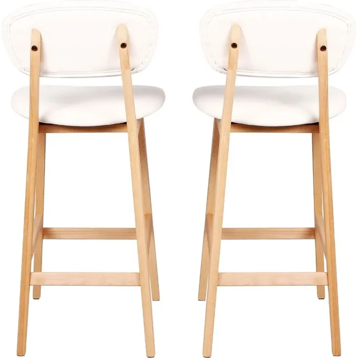 Elegante Essstühle,Stabile Barstühle,Chat-Stühle mit Dicken Polstern(Nur Set von 2 Bar Hocker)--Weiß--43x37.5x91.5cm--YOUDENOVA – Bild 6