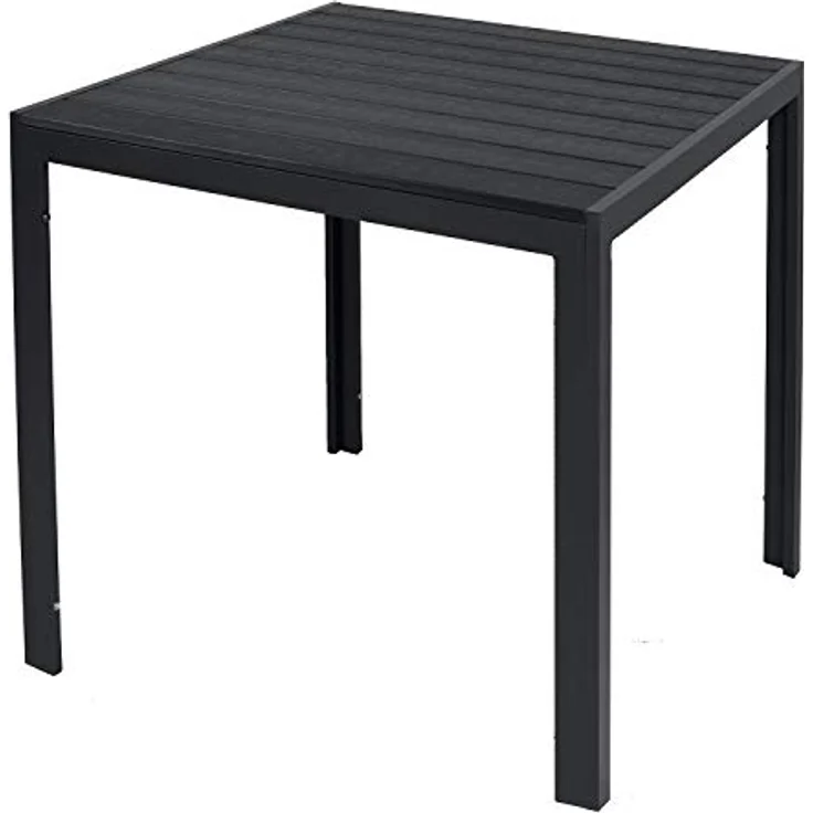 FineHome Aluminium Gartentisch anthrazit/schwarz, Pflegeleicht mit Holzimitat Tischplatte, 90x90x74 cm – Bild 1