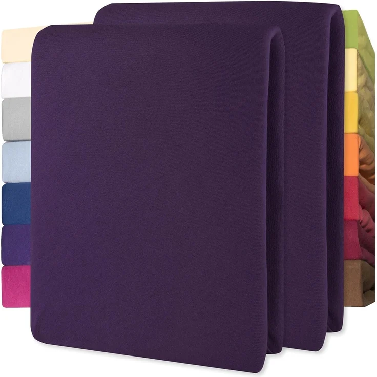 CelinaTex Jersey Spannbettlaken Lucina für Kids Doppelpack 60x120-70x140 cm lila 100% Baumwolle gekämmt superweich Spannbettbezug, Leintuch, Bettlaken, elastisch, Strech, Oeko-Tex