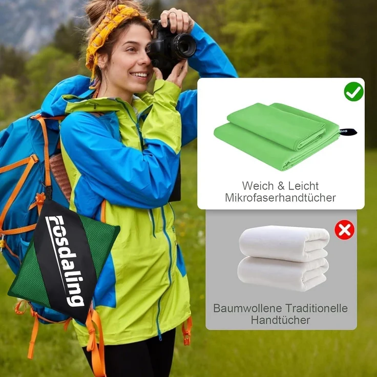 damoguin 3er-Set Mikrofaser Fitness Handtuch Sporthandtuch Strandtuch 180x80cm – Bild 4