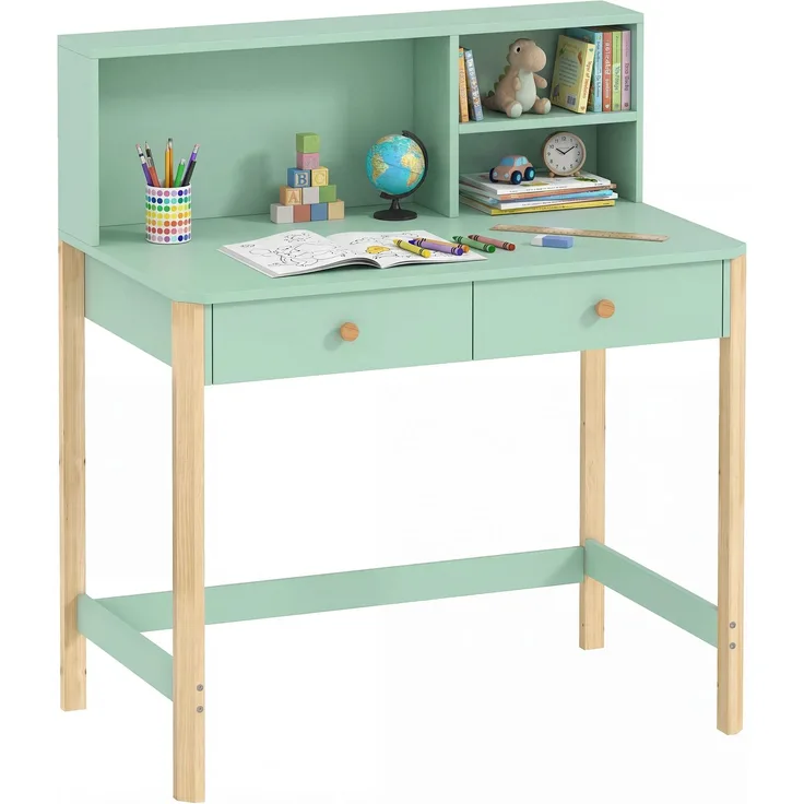 AIYAPLAY Kindertisch, MDF, Kiefernholz, Grün, 90L x 52B x 105H cm